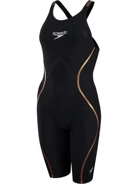 Speedo Fastskin LZR Pure Intent Openback Kneelength - Black/Rose Gold 1 Speedo Fastskin LZR Pure Intent Openback Kneelength - Black/Rose Gold