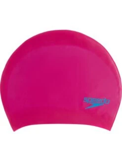 Speedo Junior Long Hair Swim Cap - Begonia Pink/Lapis Blue